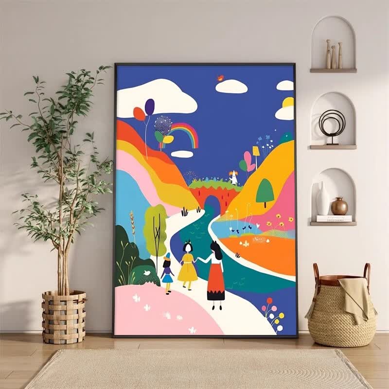 艾风格多巴胺客厅装饰画艺术抽象沙发背景墙壁画美式彩色风景儿童房墙画多巴胺艺术-A款30*40 - 86线报