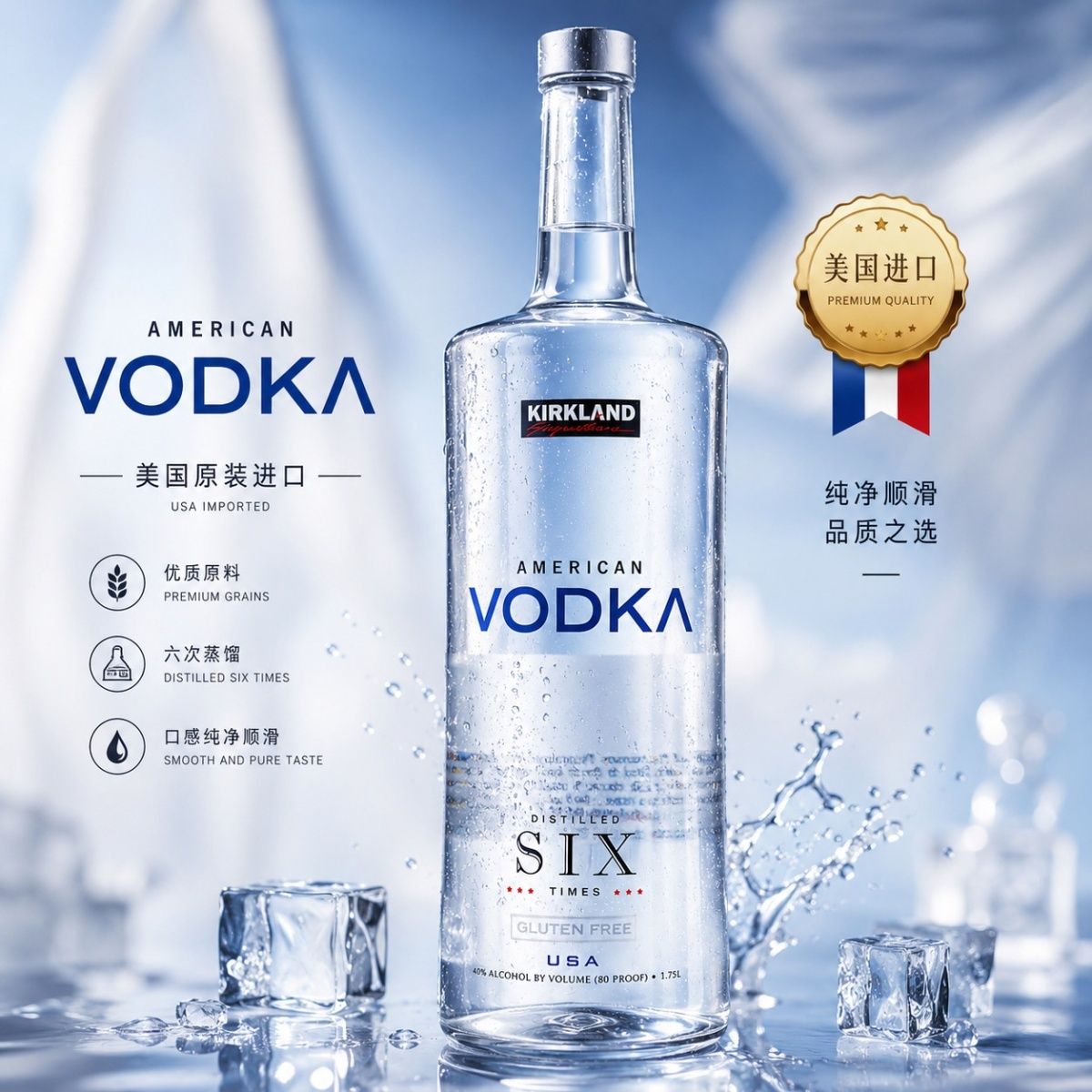 科克兰Pleasure高性价比伏特加瓶装40%vol1750mL 59.5元 - 线报酷