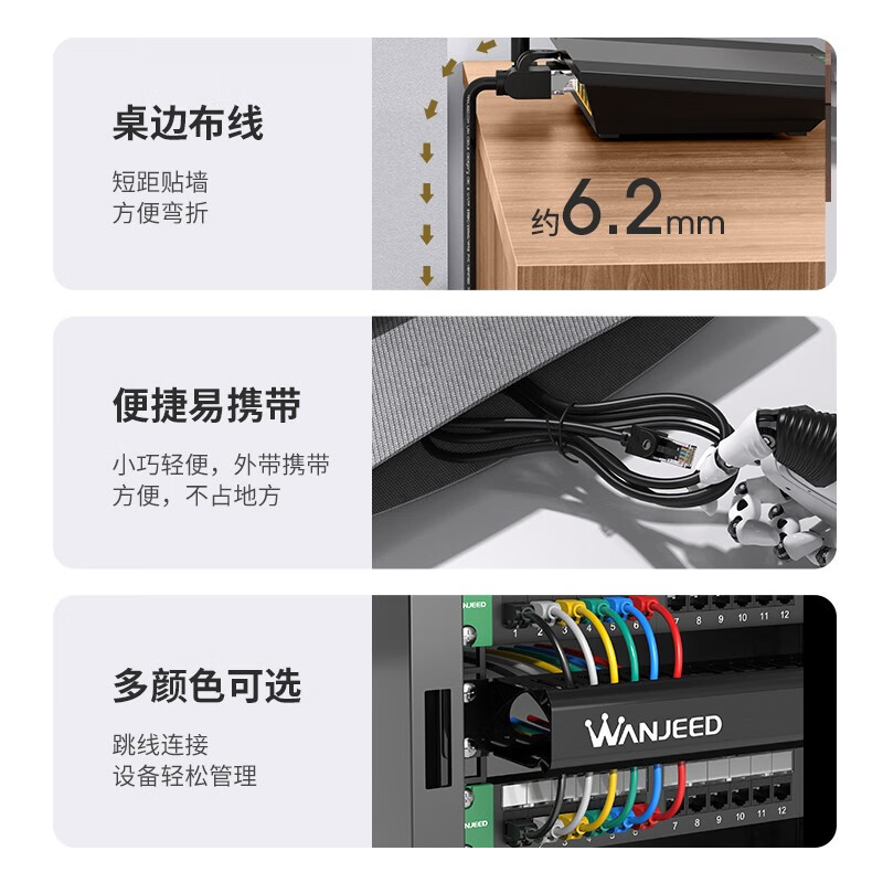 WANJEED千兆高速六类网线0.5米 5.9元 - 线报酷