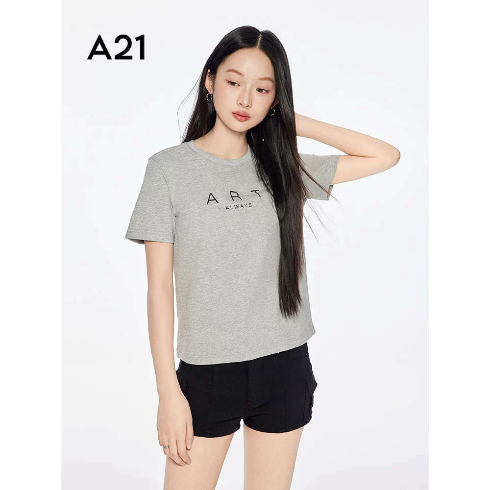 A21 印花字母宽松显瘦圆领中长款落肩袖女士T恤 13.2元 - 86线报