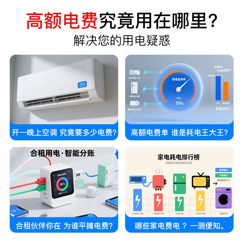 品禾P06S-10A电量计量插座10A常规插头无背光 5.81元 - 美泡泡