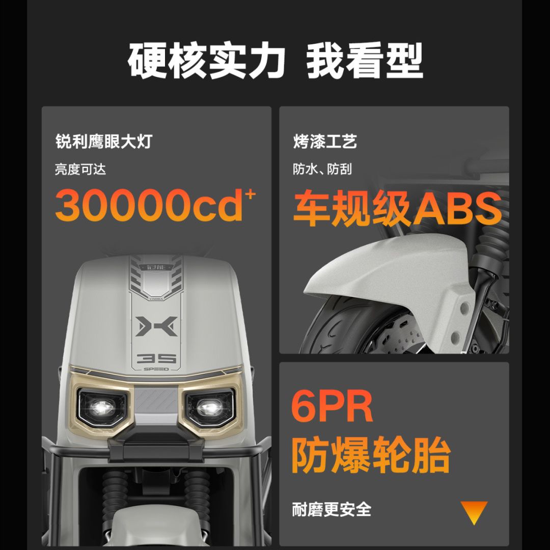 雅迪冠能G35plus-M电摩版电动摩托车72V23A 2852元 - 美泡泡