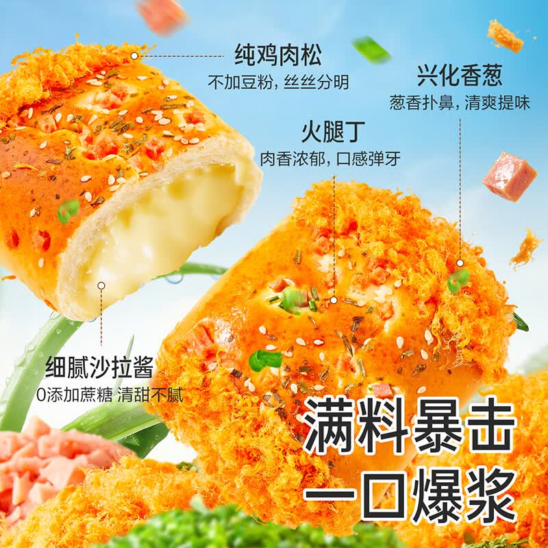 良品铺子肉松火腿面包500g 15.9元 - 86线报