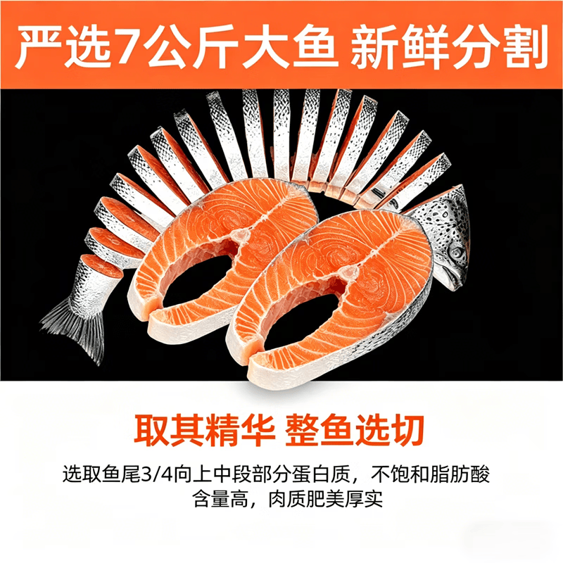 百库冰岛进口轮切三文鱼排500g*2包 69.9元 - 线报酷