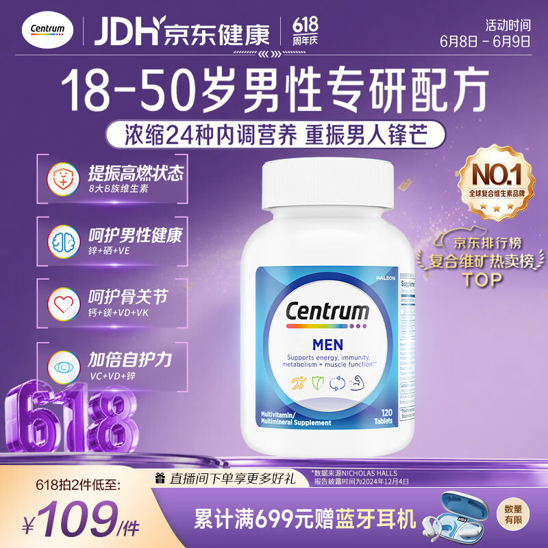 善存男士复合维生素B族CDE120粒*1瓶 64.25元 - 86线报