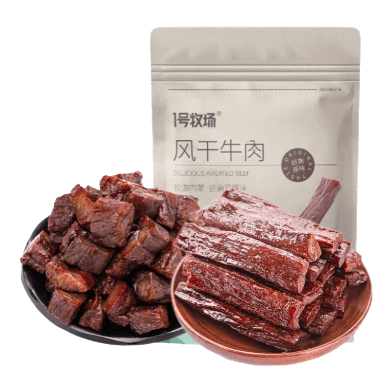 1号牧场 内蒙古风干牛肉干牛肉块组合装 500g 原味 51.64元 - 折送网