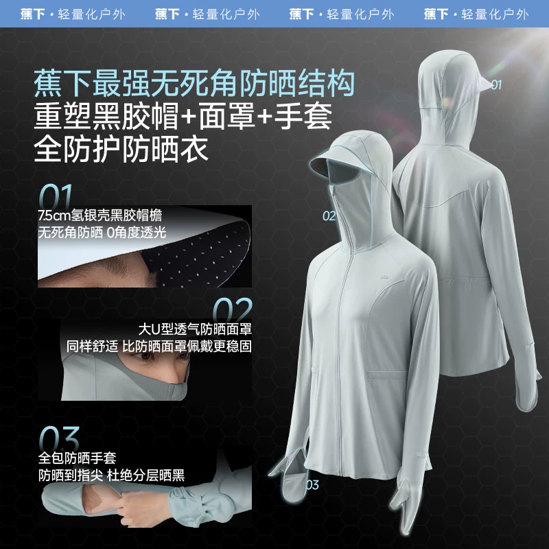 蕉下全防护防晒衣女款外套遮阳收腰修身显瘦防晒服25AL823乌云灰M 117.6元 - 86线报