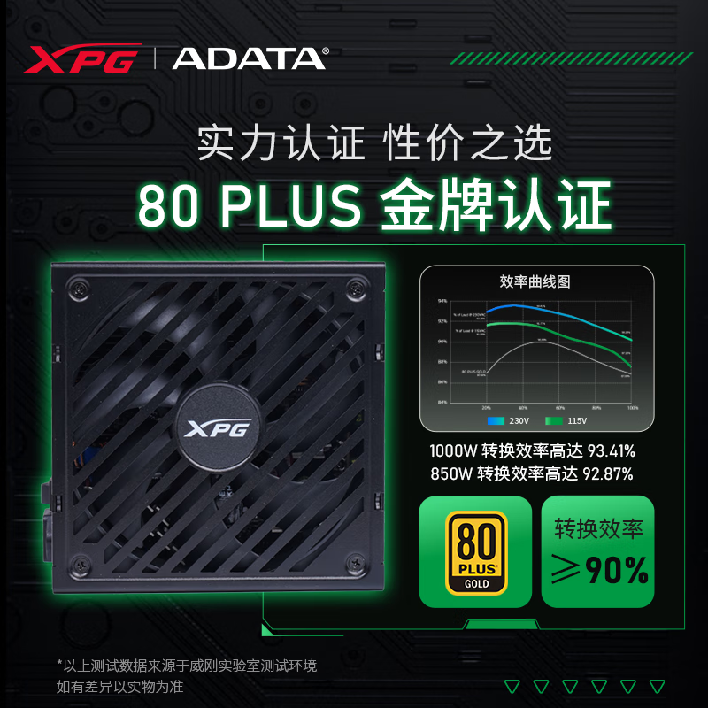 威刚XPG全日系金牌全模组电源SP1000W黑色10年质保 529元 - 86线报