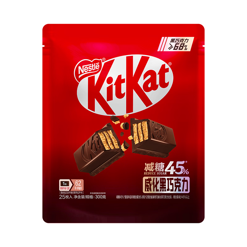 雀巢奇巧减糖45﹪黑巧克力300g 35.92元 - 86线报 雀巢奇巧减糖45﹪黑巧克力300g 35.92元 - 86线报