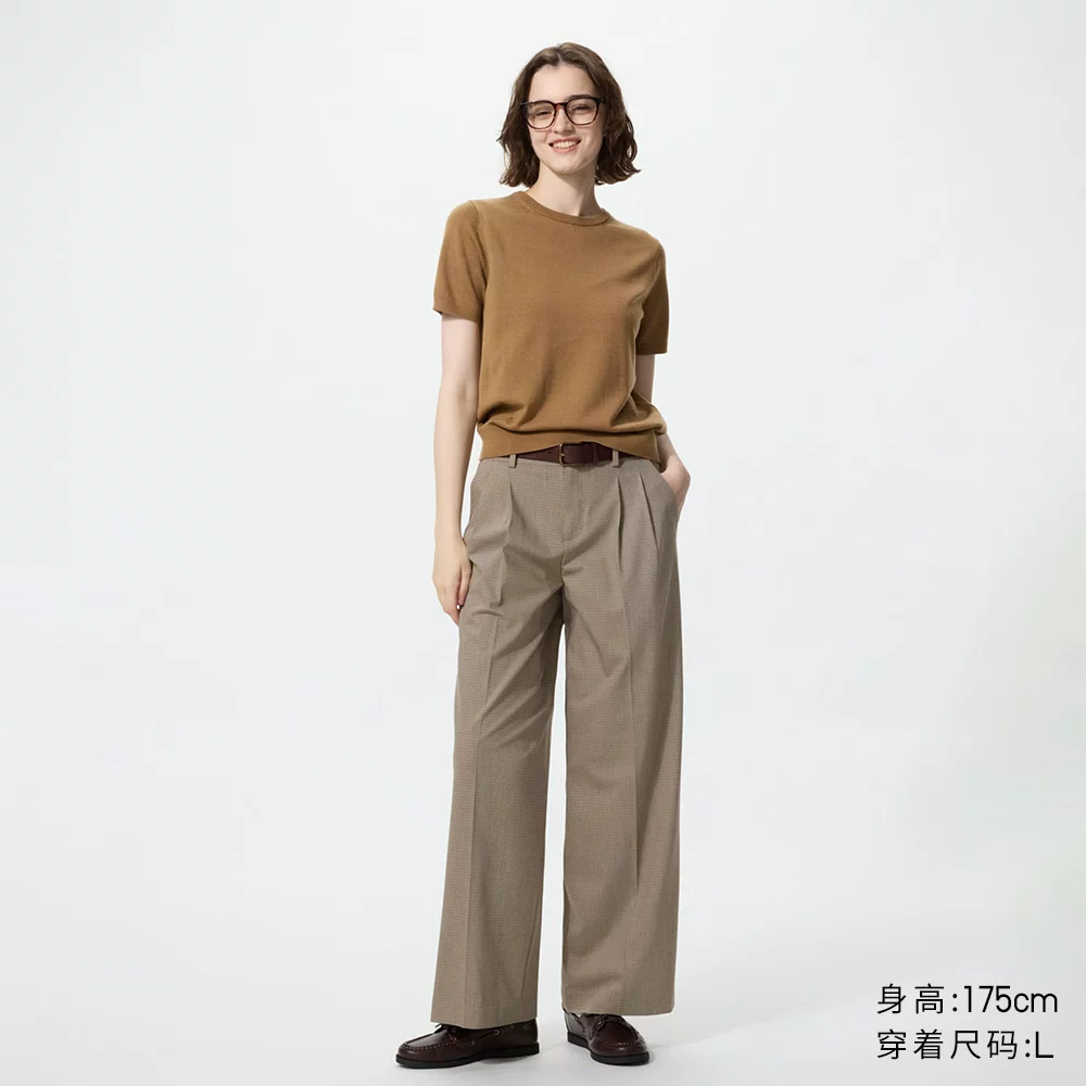 优衣库精纺美利奴羊毛圆领针织衫/短袖女装T恤通勤休闲百搭48530 78.15元 - 86线报