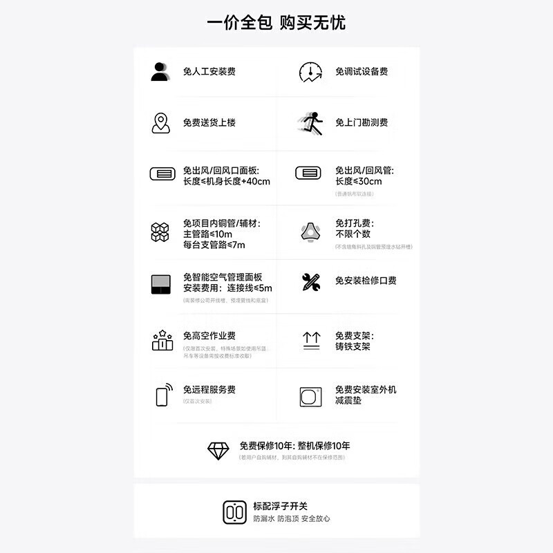 小米中央空调Pro多联机双风轮5匹一拖四超一级能效125Wn-OC60/N1C1三排铜管 - 86线报