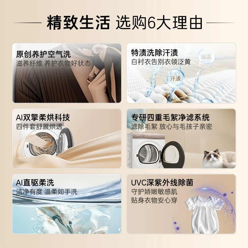 卡萨帝揽光系列C1D10W5ELU1+CGY 10FW5EU1热泵洗烘套装 5134元 - 86线报