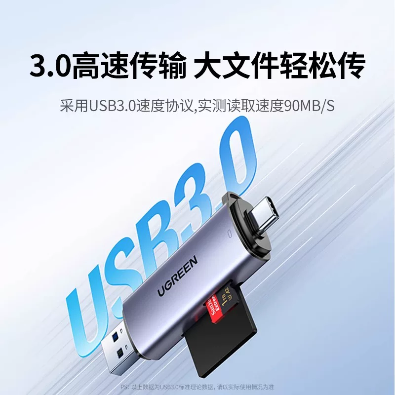 绿联读卡器相机sd卡tf卡二合一万能usb3.0高速读取转换器行车记录 17.4元 - 86线报