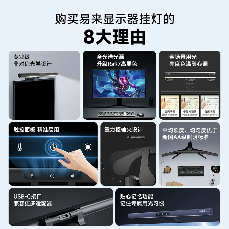 Yeelight Clip 护眼屏幕挂灯4.5W 149元 - 86线报