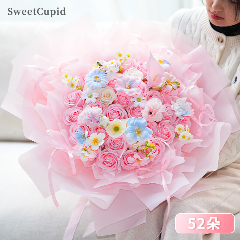 FirstLove 21朵粉色巨型玫瑰香皂花彩灯礼盒双开秀爱魔盒 179元 - 86线报
