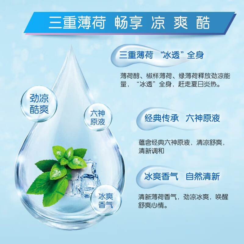六神沐浴露三重薄荷清凉控油爽肤清香滋润浴后留香沐浴液套装男女劲凉酷爽750g+补充装420g - 86线报