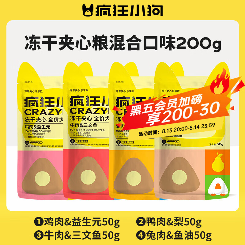 疯狂小狗小耳朵冻干夹心狗粮混合口味200g 0.9元 - 线报酷