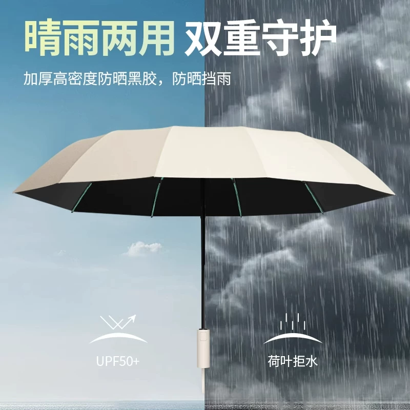 零雨ZR-002全自动雨伞24骨超大号曜石黑晴雨两用防紫外线 9.27元 - 线报酷