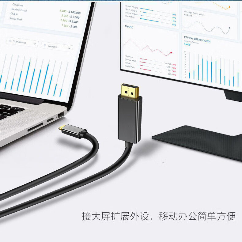 千飒S04CDBK type-c转dp转接线1.4版4K60Hz电脑手机投屏线同高清视频转换1.8米 - 86线报