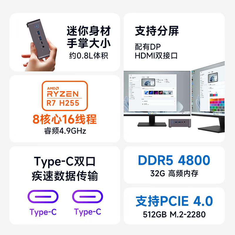 酷开R7-H255+32G+512G迷你主机 3551.31元 - 86线报