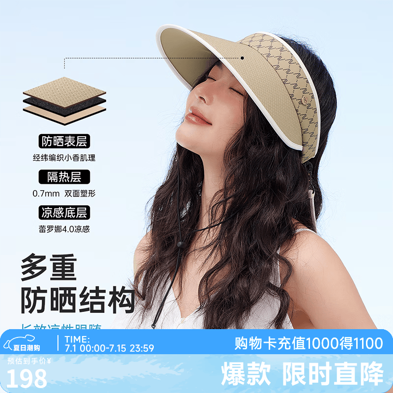 VVC防晒帽女沙丘色空顶太阳帽户外骑行遮阳帽 38元 - 86线报 VVC防晒帽女沙丘色空顶太阳帽户外骑行遮阳帽 38元 - 86线报