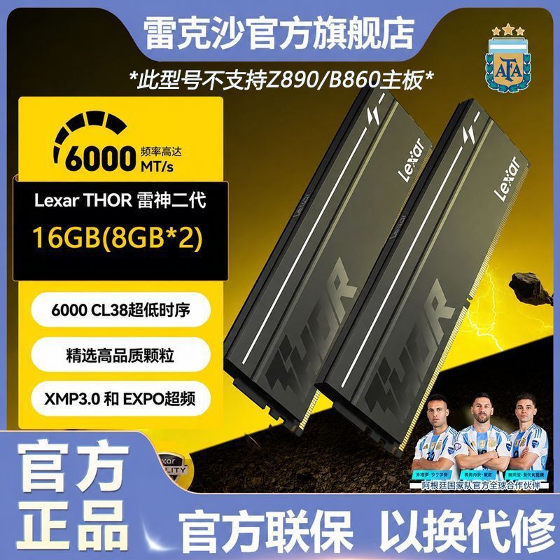 雷克沙雷神二代6000CL38 16GB双条DDR5台式机马甲内存条 1038元 - 美泡泡