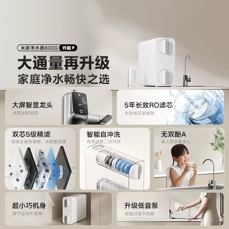 米家净水器800G家用直饮机 687.65元 - 86线报