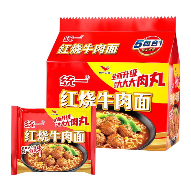 统一五合一红烧牛肉面100g×5包 6.8元 - 线报酷
