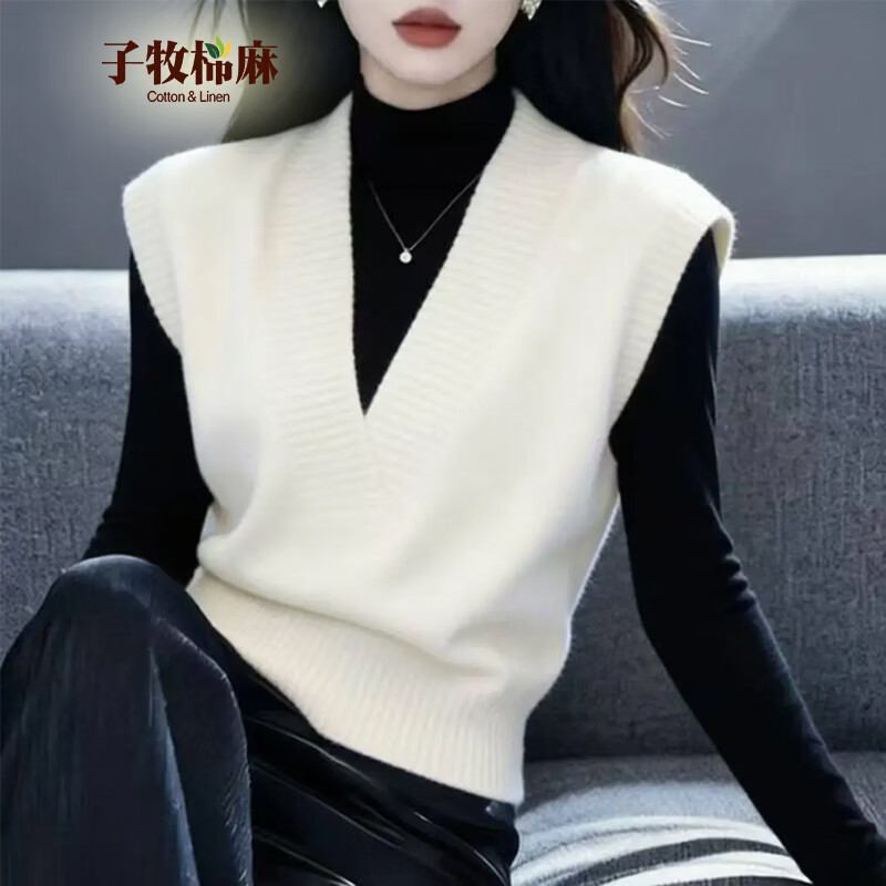子牧棉麻针织马甲时尚宽松显瘦 39元 - 86线报