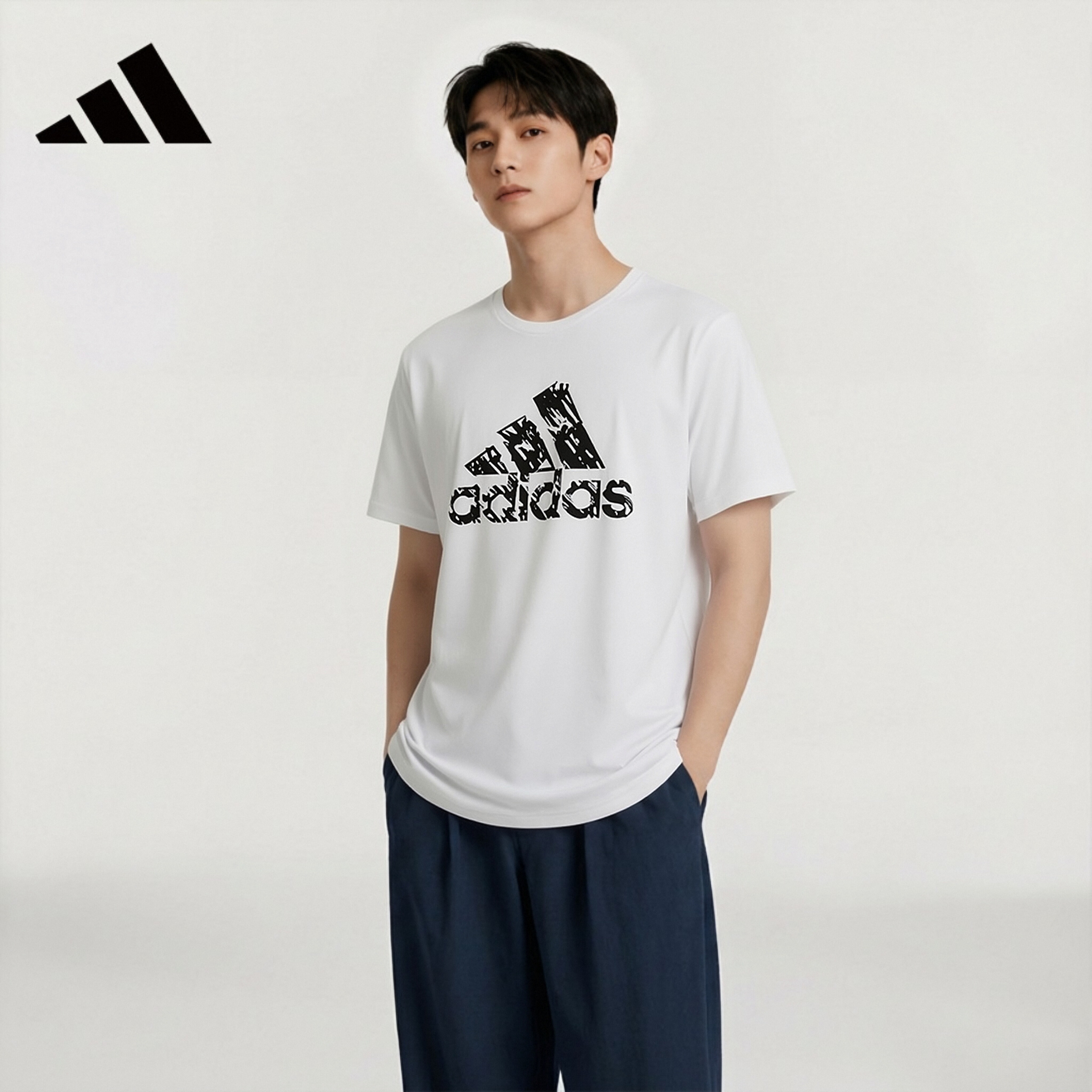 adidas男装夏季透气舒适休闲运动宽松半袖上衣短袖ADITSG2-WB S 47.15元 - 86线报