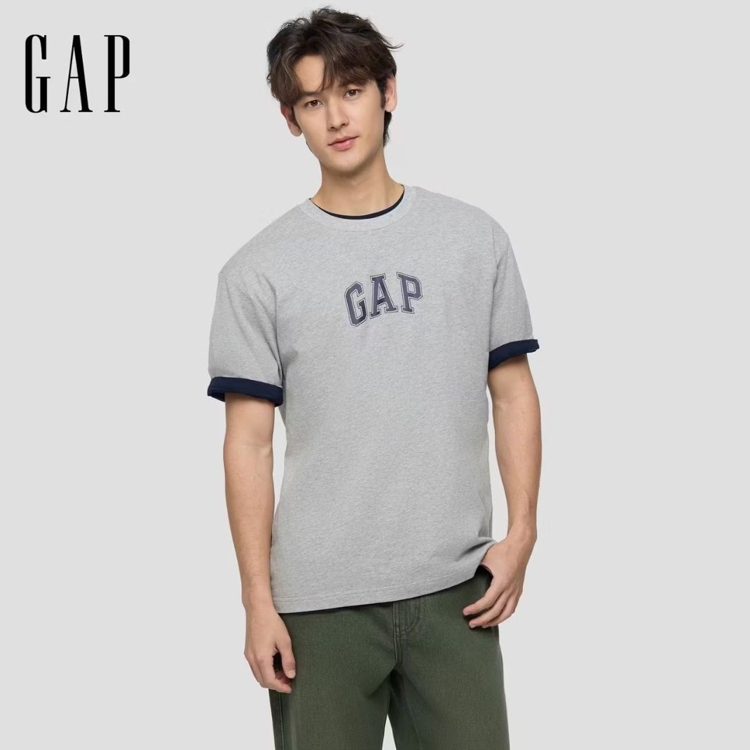 Gap男女装2025春季纯棉印花logo短袖T恤基础款宽松上衣755794 49元 - 线报酷
