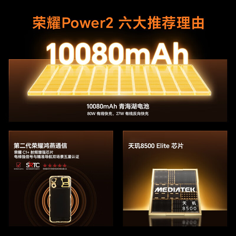 荣耀 Power2 5G手机 12GB+512GB 旭日橙 2379.15元 - 86线报