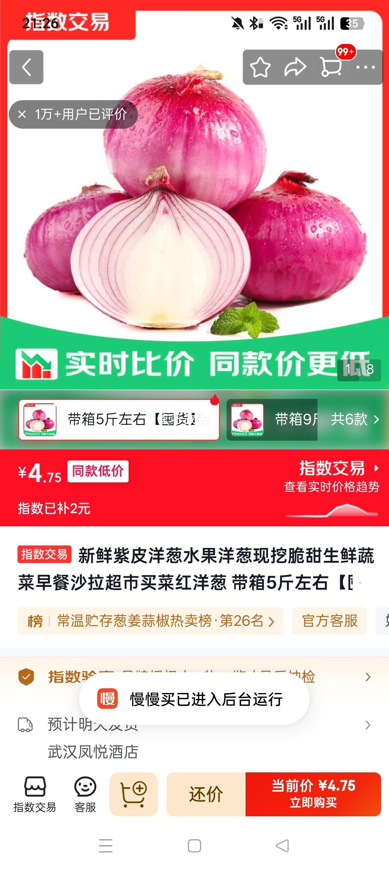 紫皮洋葱5斤左右新鲜脆甜 4.75元 - 86线报