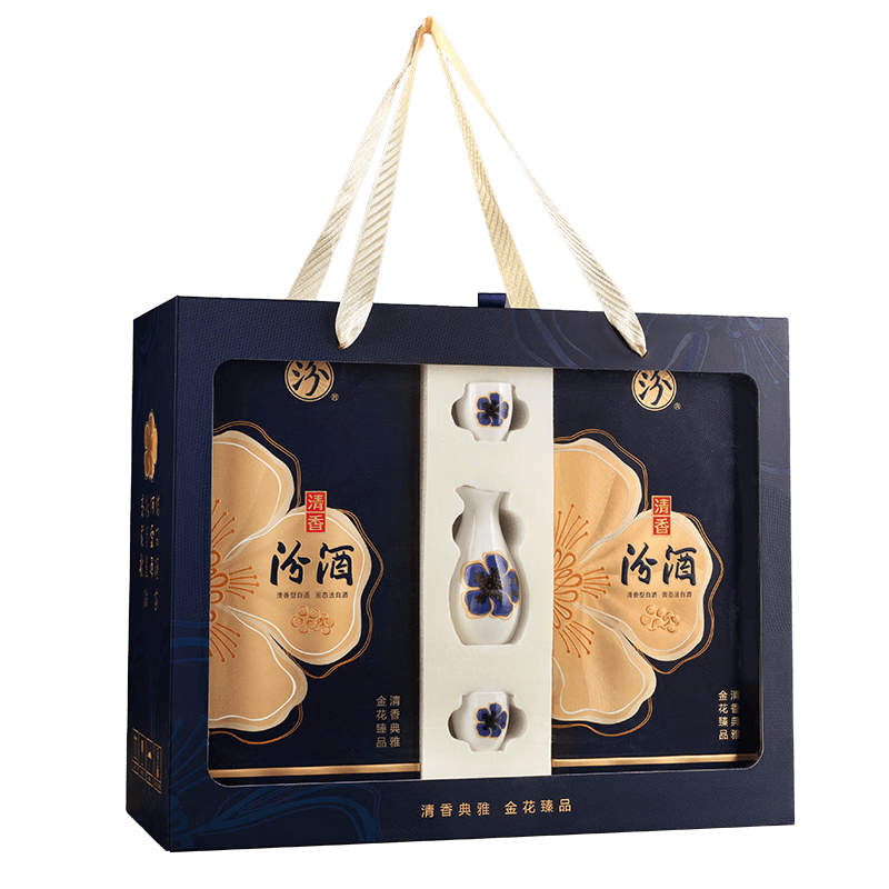 汾酒金花节庆礼盒清香白酒53度500mL*2瓶礼盒装含酒具 526.84元 - 86线报