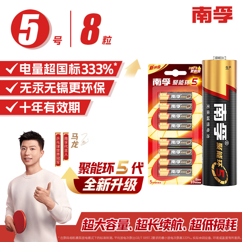 南孚LR6AA5号碱性电池1.5V8粒装 16.9元 - 86线报