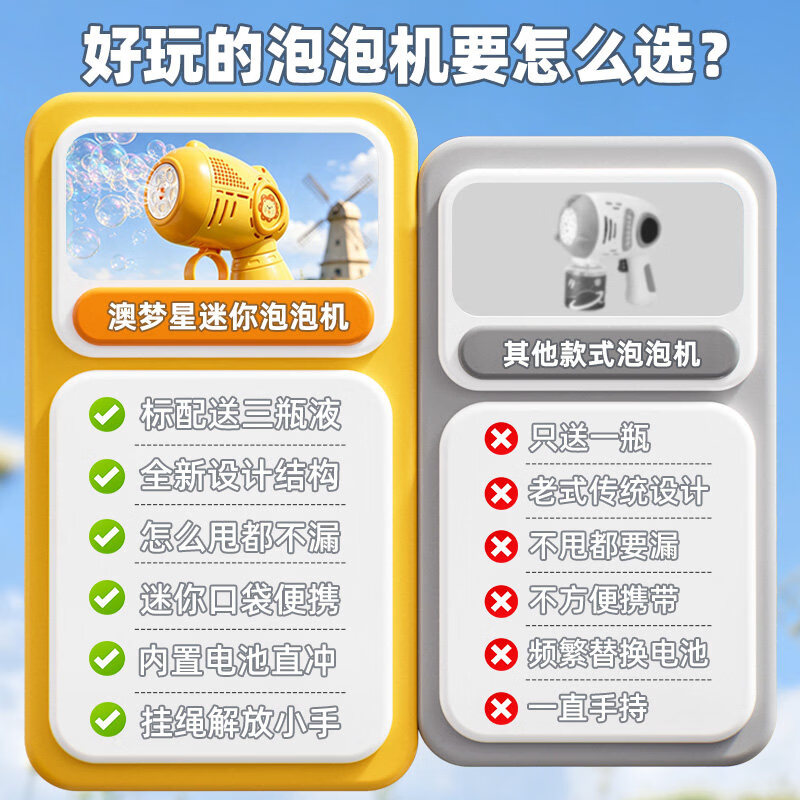 澳梦星儿童手持全自动泡泡机3瓶液+送挂绳充电款 23.8元 - 线报酷 澳梦星儿童手持全自动泡泡机3瓶液+送挂绳充电款 23.8元 - 线报酷