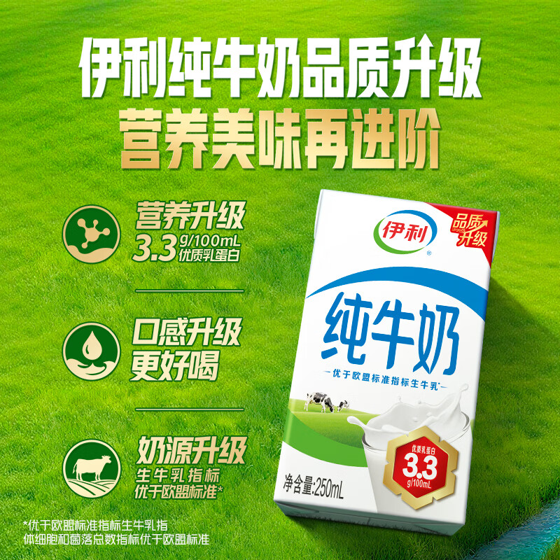 伊利纯牛奶18盒全脂牛奶优质乳蛋白250ml*18盒/箱 拍2件 26.4元 - 86线报