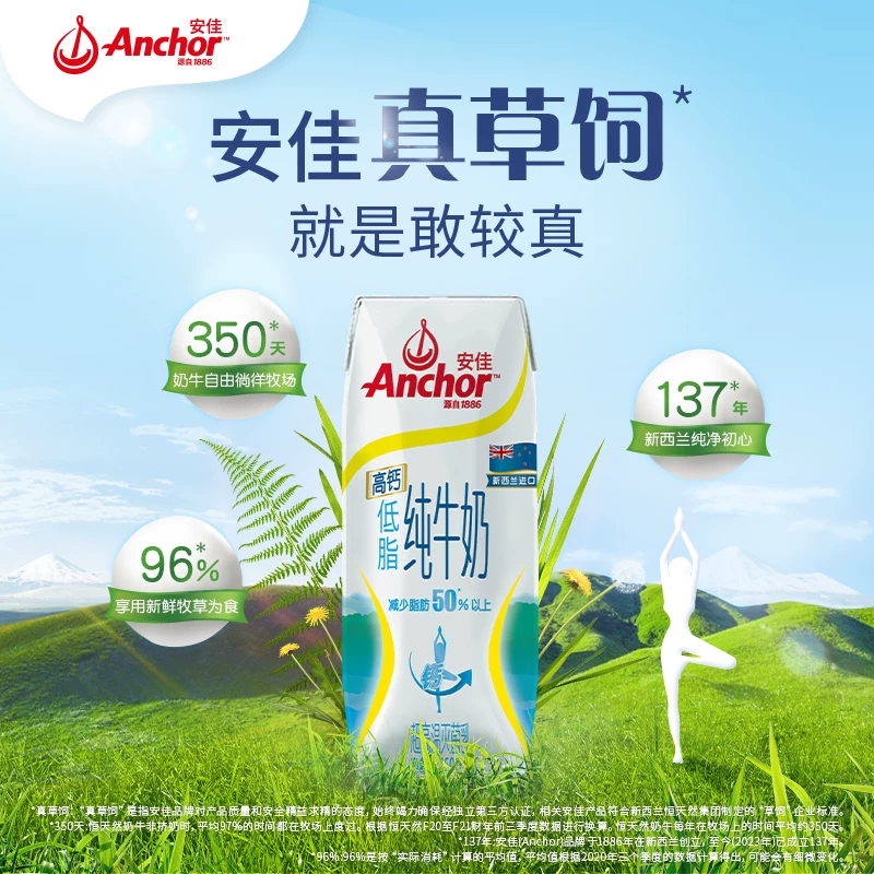 安佳高钙低脂纯牛奶3.6g蛋白质新西兰进口草饲250ml*24盒 64.9元 - 86线报