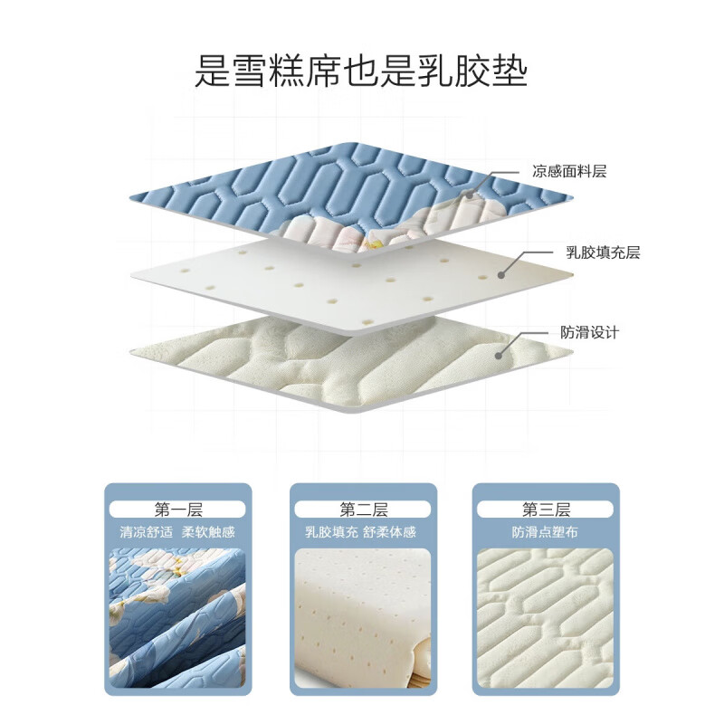 水星家纺凉席乳胶席两件套195cm*120cm 49元 - 86线报