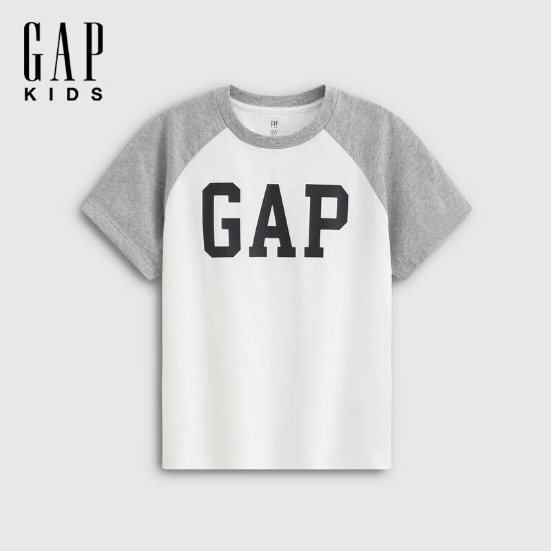 Gap男女童纯棉Logo印花插肩袖T恤浅麻灰色 34.5元 - 86线报