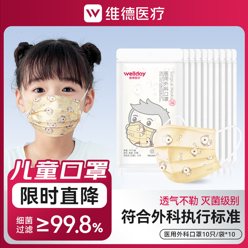 维德卡通儿童口罩3层10个*10包 18.76元 - 86线报