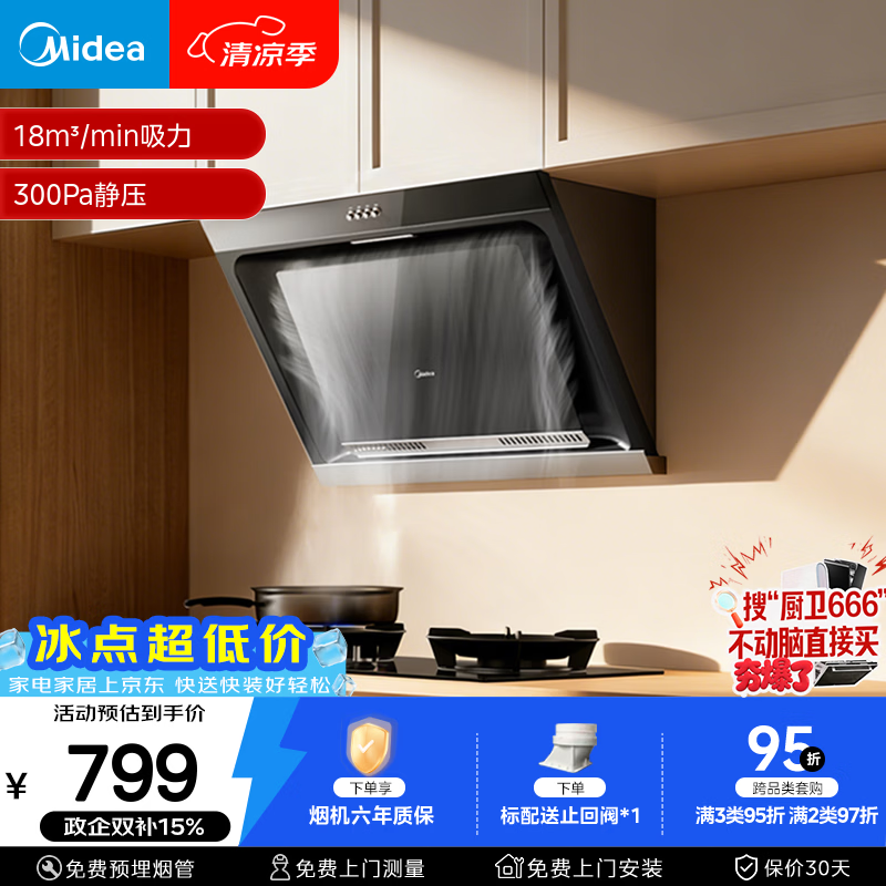 美的CXW-180-J30侧吸式吸油烟机 681.91元 - 86线报