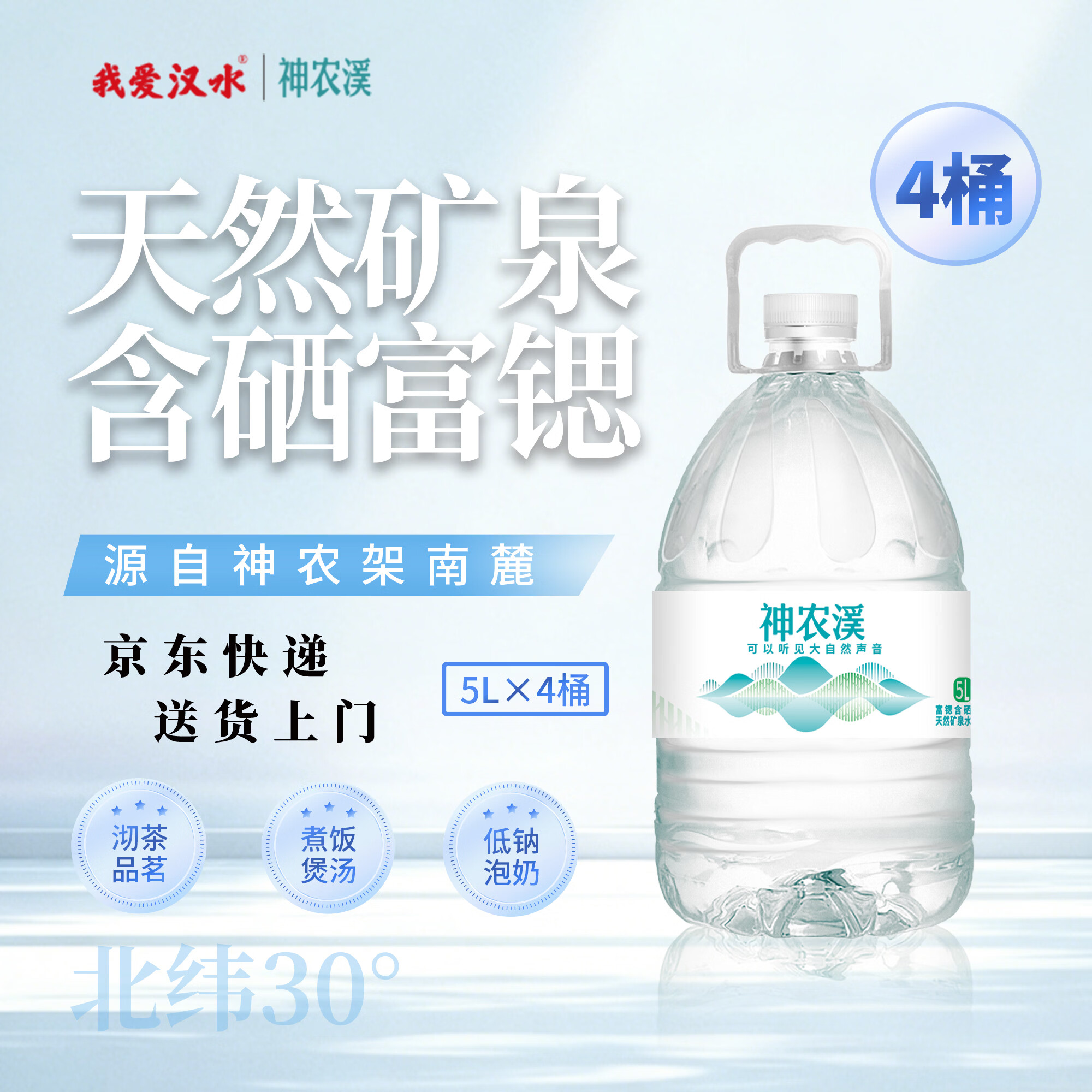 神农溪 天然富锶含硒低钠矿泉水 5L*4桶 7.35元/桶 共29.41元 - 线报酷 神农溪 天然富锶含硒低钠矿泉水 5L*4桶 7.35元/桶 共29.41元 - 线报酷