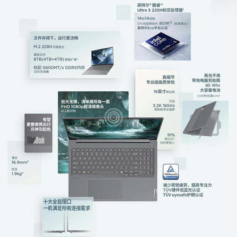 ThinkPadThinkBook16 2025二代酷睿Ultra版 16英寸 轻薄本 灰色 - 线报酷