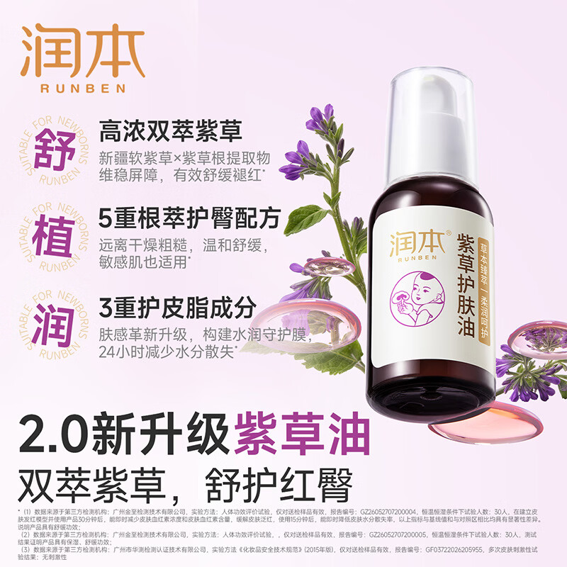 润本婴儿紫草护肤油50ml*2瓶 22.72元 - 86线报