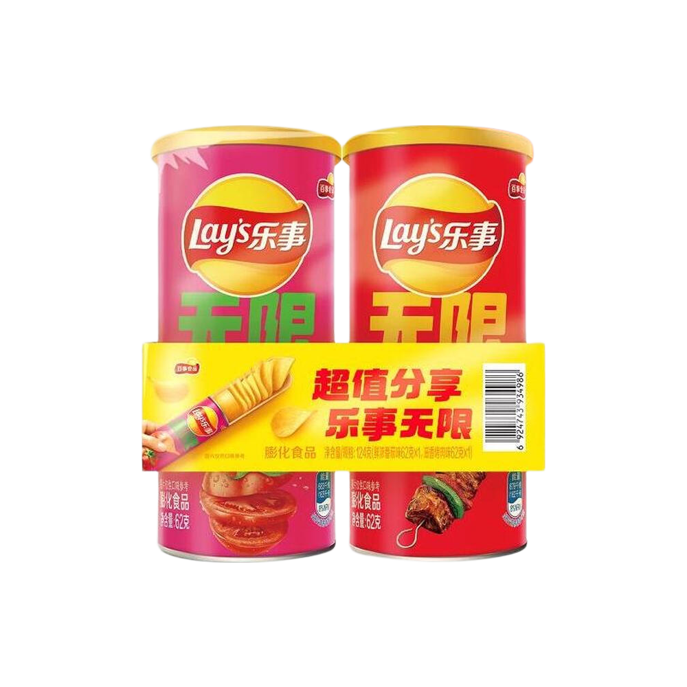 乐事无限薯片番茄+烤肉62g×2罐 11.24元 - 86线报