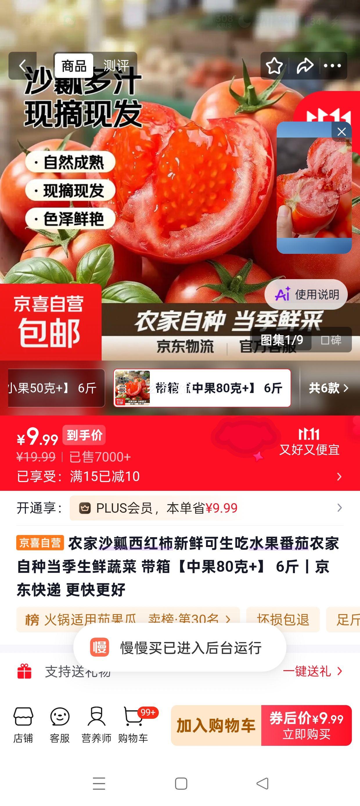 农家沙瓤西红柿中果80克+6斤带箱 9.99元 - 86线报