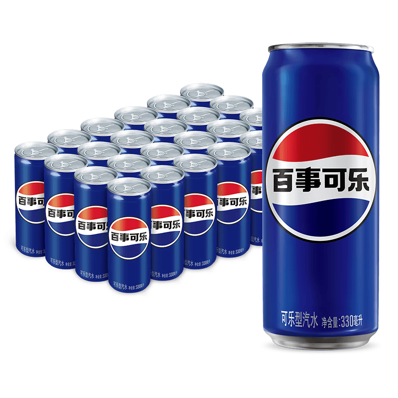 百事 可乐型汽水 330ml*24 细长罐 券后37.9元 满29减10元 - 86线报