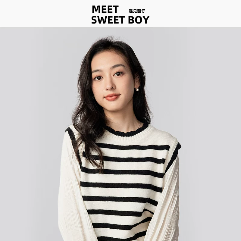 MEET SWEETBOY法式条纹假两件针织衫新款上衣女穿搭毛衣 69元 - 折送网 MEET SWEETBOY法式条纹假两件针织衫新款上衣女穿搭毛衣 69元 - 折送网