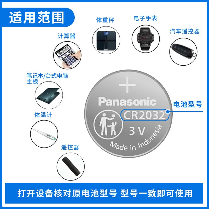 Panasonic CR2032纽扣电池 3V 210mAh 5粒装 7.9元 - 86线报